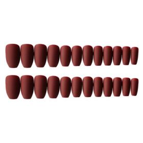Pure Color Fake Nails Full Cover Party Prom Long False Nails Art Tips Set; Matte Wine Red Fake Nails